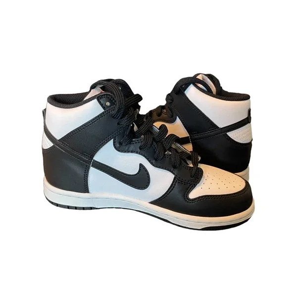 Nike Dunk High Black/White Panda Dunks Kids Size 2Y NEW - Picture 3 of 10